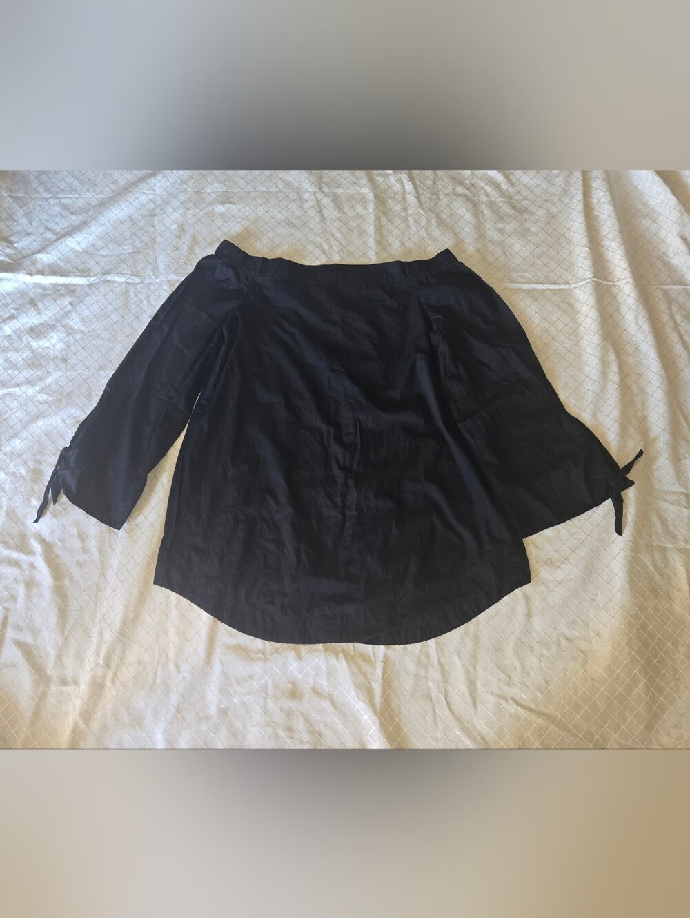 Free People Black Off-the-Shoulder Tie-Sleeve Blouse